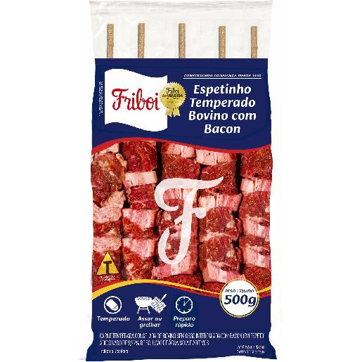 Espetinho Bovino Friboi 500g - Temperado - Bacon
