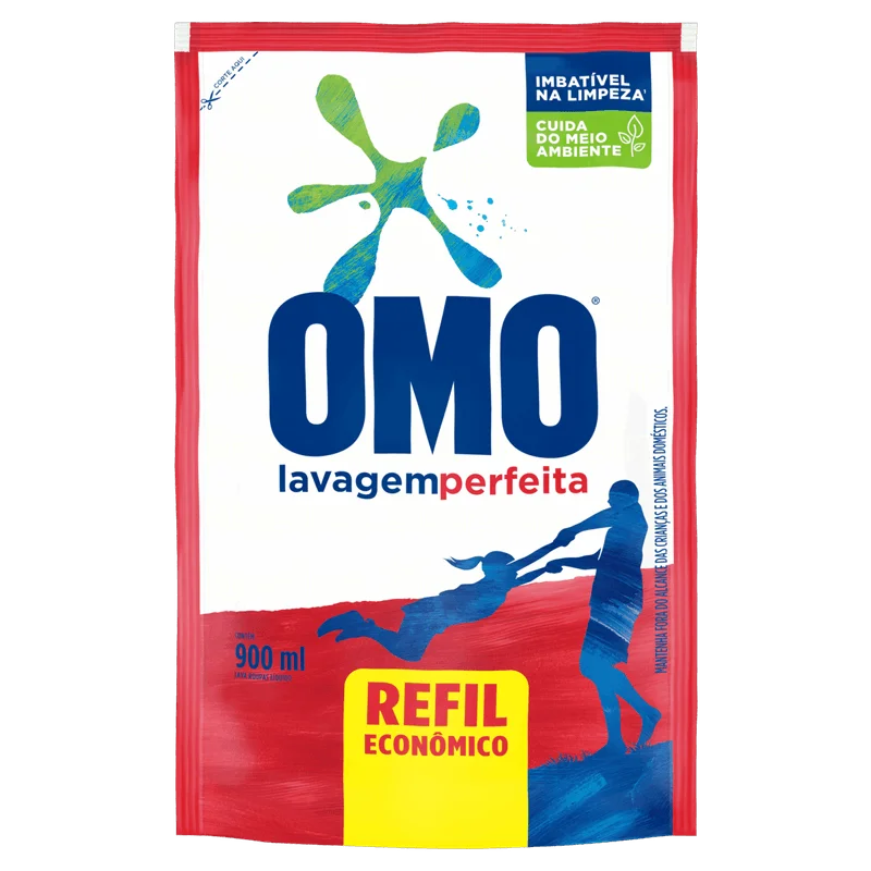 Lava-Roupas Líquido Omo Lavagem Perfeita Sachê 900ml Refil