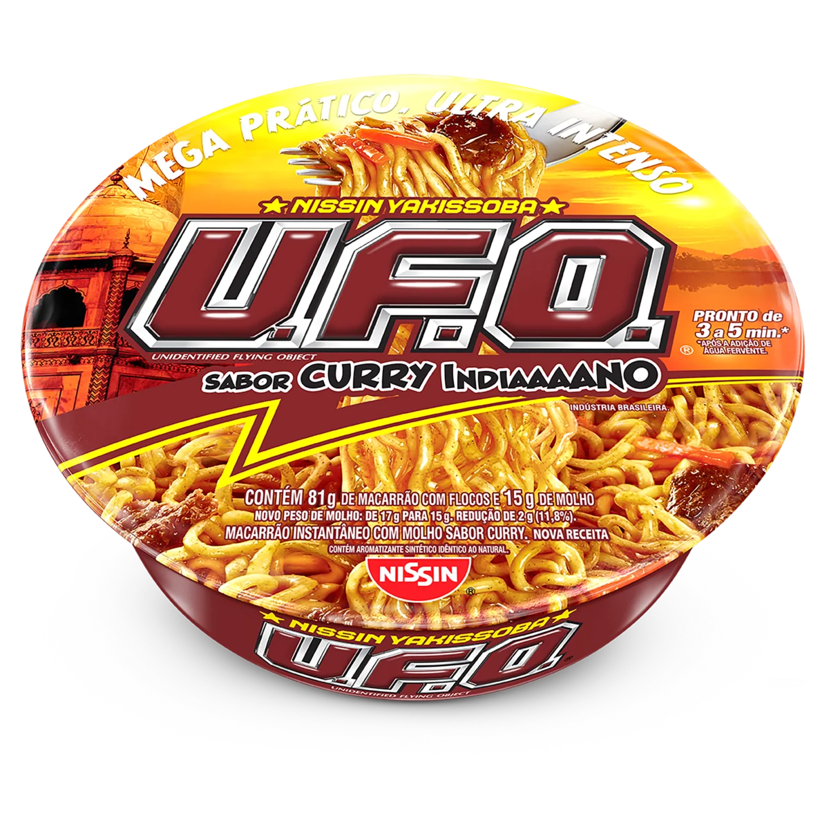 Macarrão Instantâneo Yakissoba Curry Indiano Nissin U.F.O. Bandeja 98g