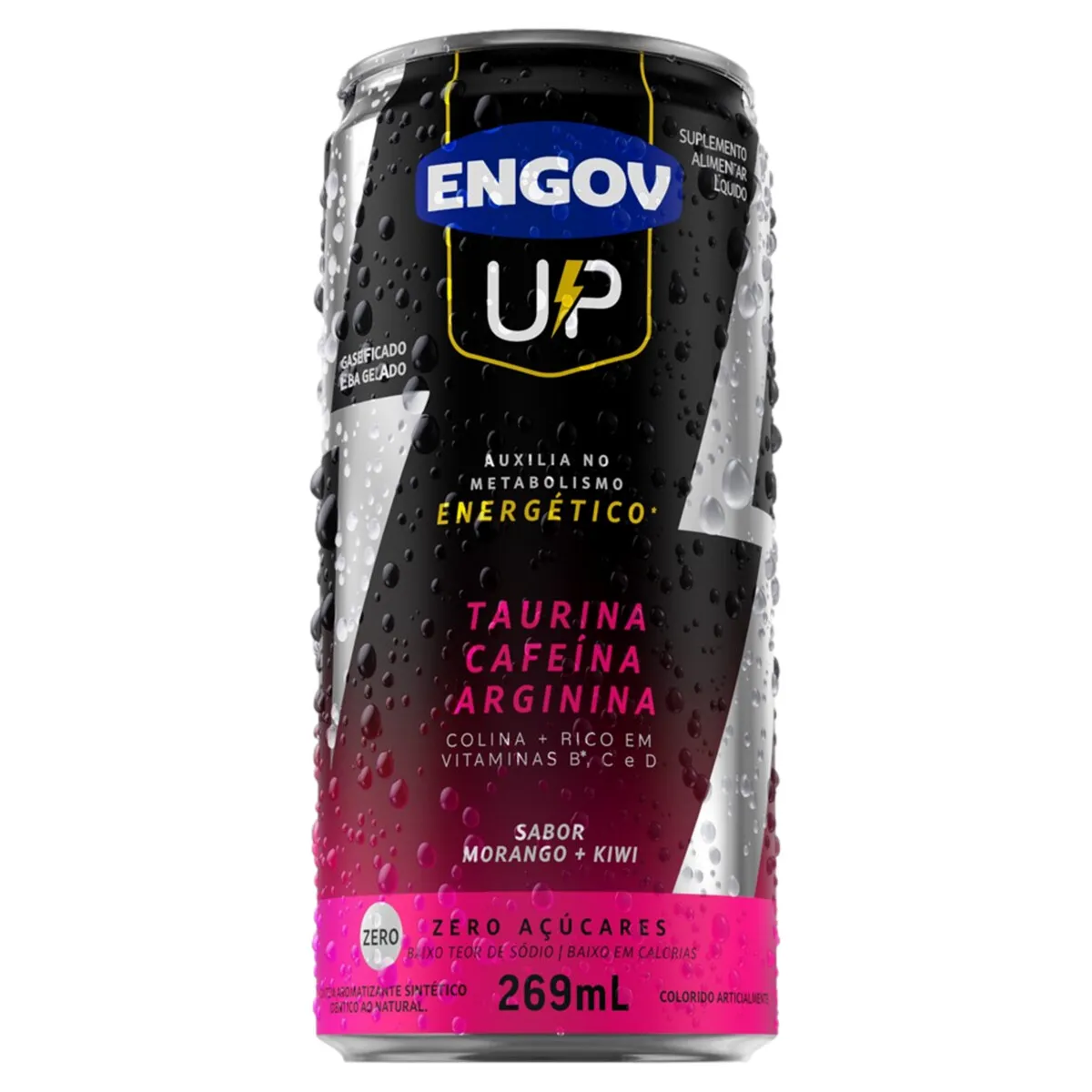 Energético Engov Up Morango e Kiwi Zero Açúcar 269ml(GELADO)