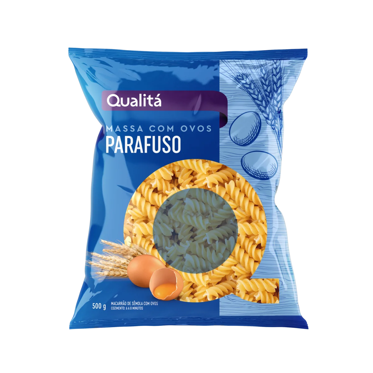 Macarrão de Sêmola com Ovos Parafuso Qualitá Pacote 500g