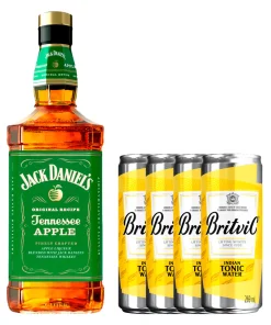 Combo Jack Daniel's Apple + Água Tônica Britvic-1 Whisky de Maçã Verde Jack Daniel's Apple 1l+4 Água Tônica Indian Britvic Citrus 269ml