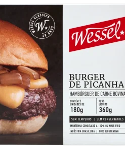 Hambúrguer de Carne Bovina Picanha Wessel Caixa 360g 2 Unidades