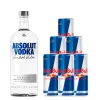 Combo Vodka Absolut Night Tradicional-1 Vodka Sueca Absolut Tradicional Garrafa 1l+ 6  energéticos Red Bull Energy Drink Tradicional 250ml