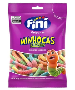 Bala de Gelatina Fini Minhocas Azedinhas 90g